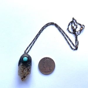 Copper Amazonite & Snakeskin Resin Crystal Necklace